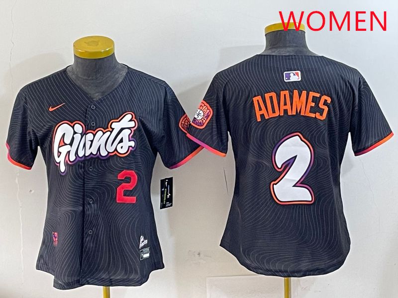 Women San Francisco Giants 2 Adames Black Joint Name Nike 2025 MLB Jersey style 3